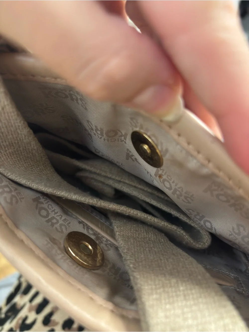 Michael Kors Brown Logo Messenger Bag with Tan Trim